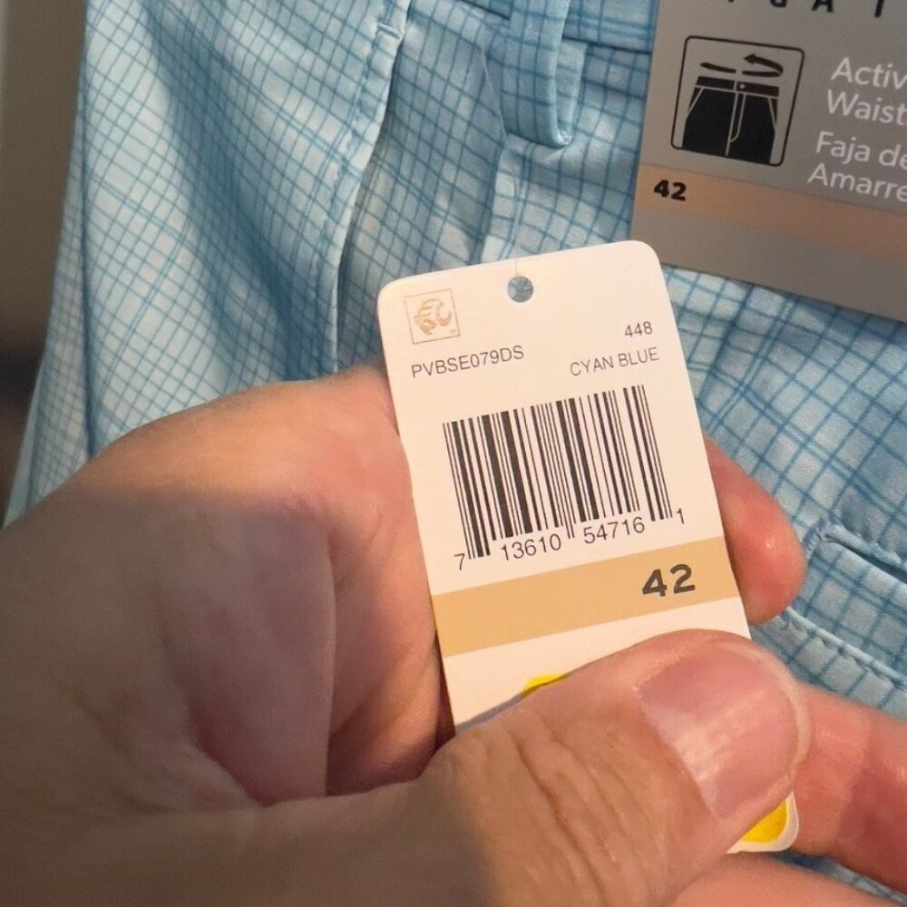 Pga Tour Men's $68 Check Print Performance 8" Golf Shorts - Cyan Blue Size 42 - Picture 9 of 9